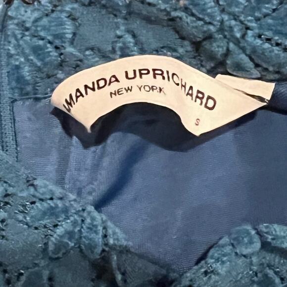 Amanda Uprichard Floral Stretch Lace Dress Blue Size Small - Picture 6 of 7